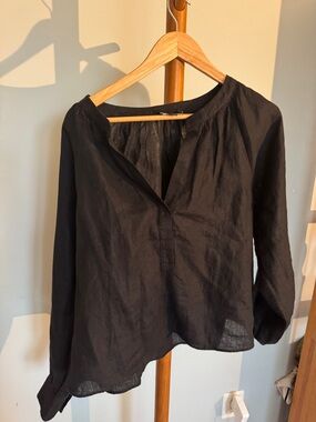J. Crew black 100% linen blouse